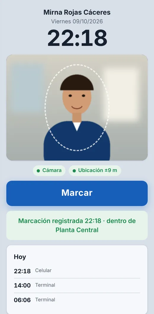 Marcación desde el celular con foto y ubicación
